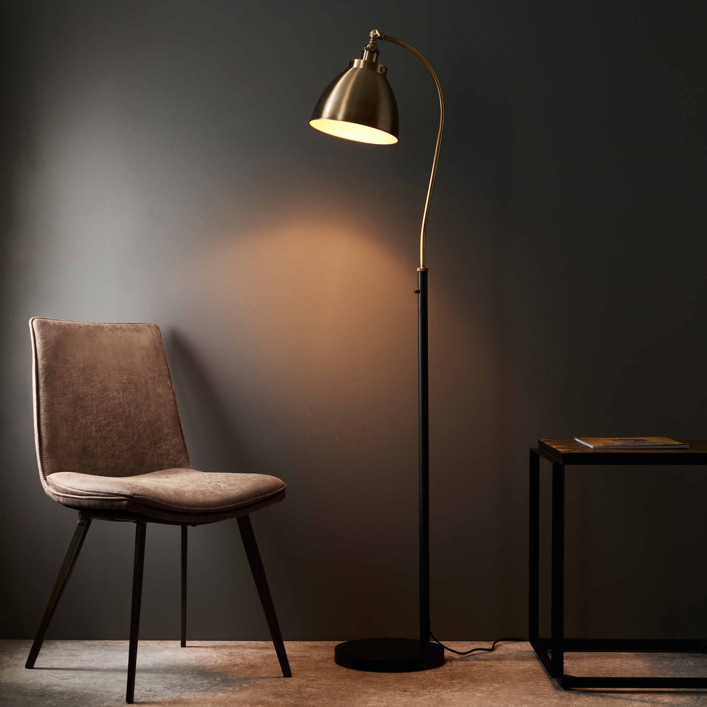 Adarno Resto Antique Brass Floor Lamp